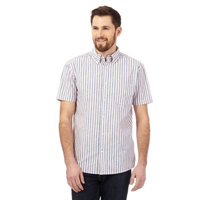 Maine New England Off white and blue textured stripe shirt